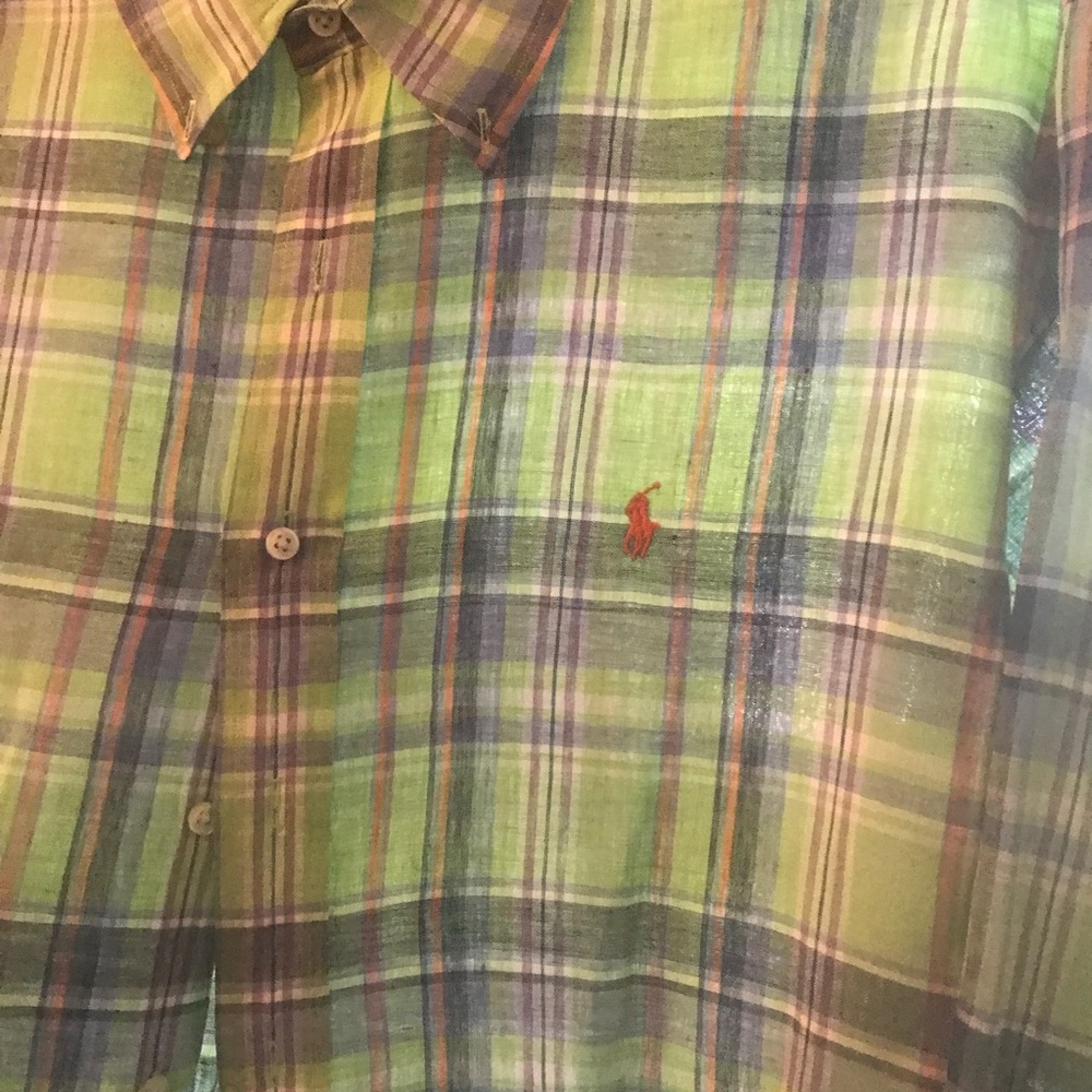 Ralph Lauren Plaid Linen Button Up Shirt